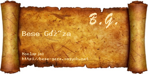 Bese Géza névjegykártya