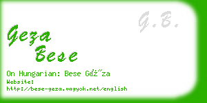 geza bese business card